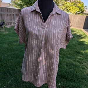 🧨 3 for $15 Polo Collar Blouse with Short Sleeves and Relaxed Fit